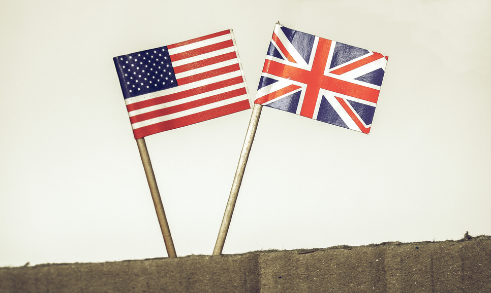 Vintage Looking British and American Flags